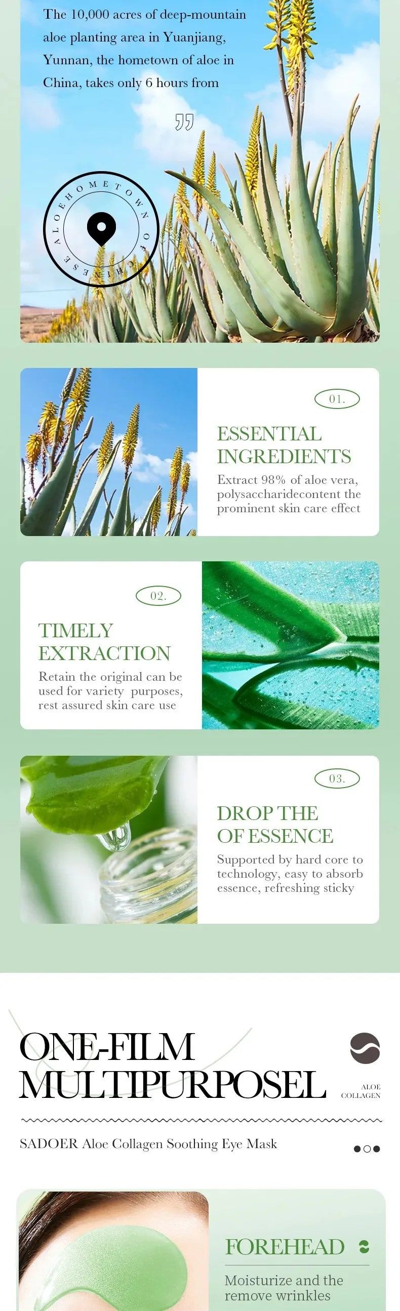 60Pcs Aloe Vera Collagen Eye Mask anti Dark Circles Eyes Bags Moisturizing Anti-Wrinkles Eye Patches Eyes Skin Care Products