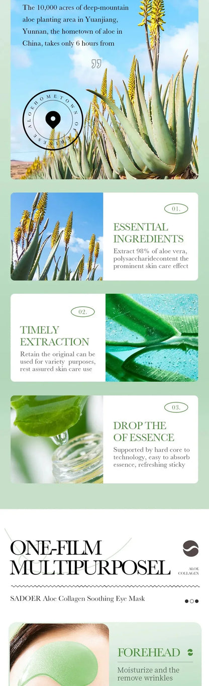 60Pcs Aloe Vera Collagen Eye Mask anti Dark Circles Eyes Bags Moisturizing Anti-Wrinkles Eye Patches Eyes Skin Care Products